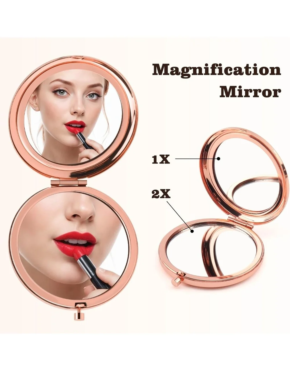 Rose Gold Compact Mirror with 